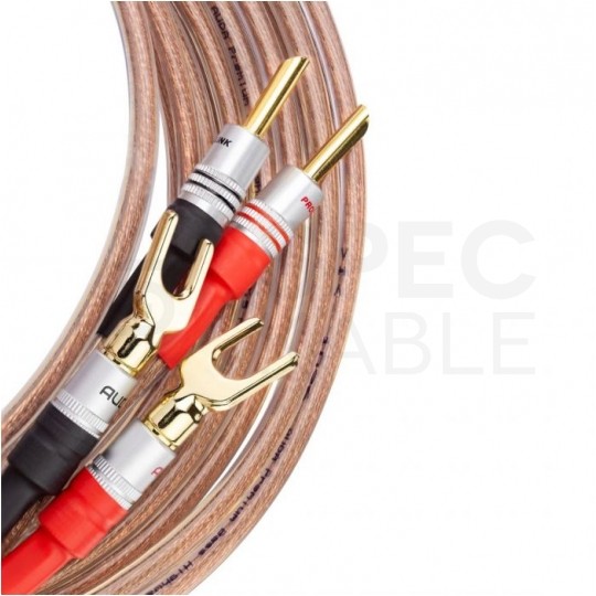 AUDA Premium Bass Komplet 2x Kabel głośnikowy 2x2,5mm2 OFC wtyki widełkowo bananowe 3m