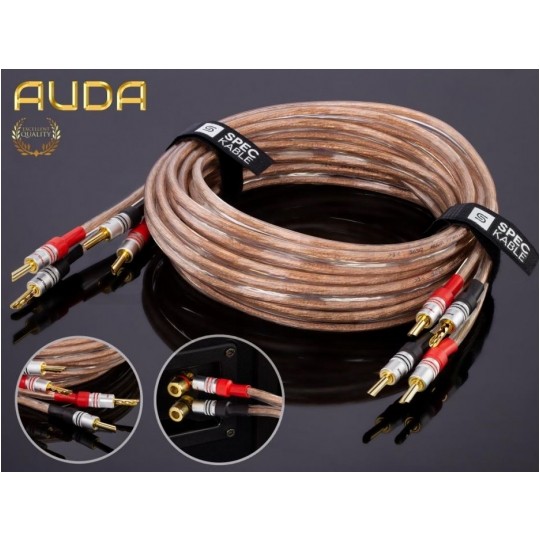 AUDA Premium Bass Komplet 2x Kabel głośnikowy 2x4mm2 OFC wtyki bananowe 3m