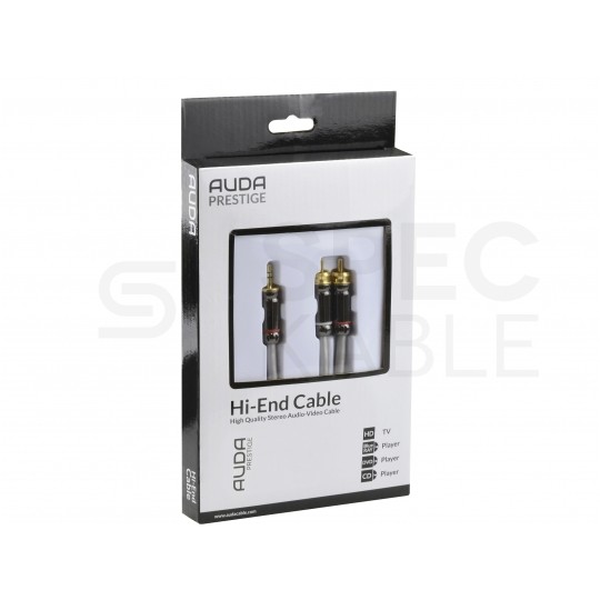 AUDA Prestige Kabel Audio AUX mini Jack 3,5mm Stereo (wtyk) / 2x RCA Cinch (wtyk) 3m