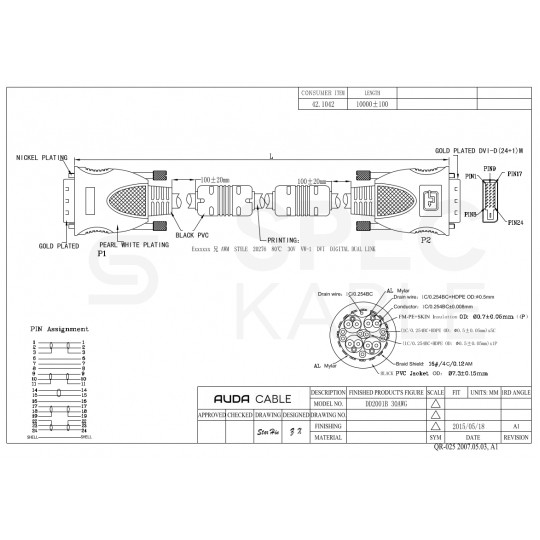 AUDA Prestige Kabel DVI-D Dual Link (24+1) 2K@60 10m