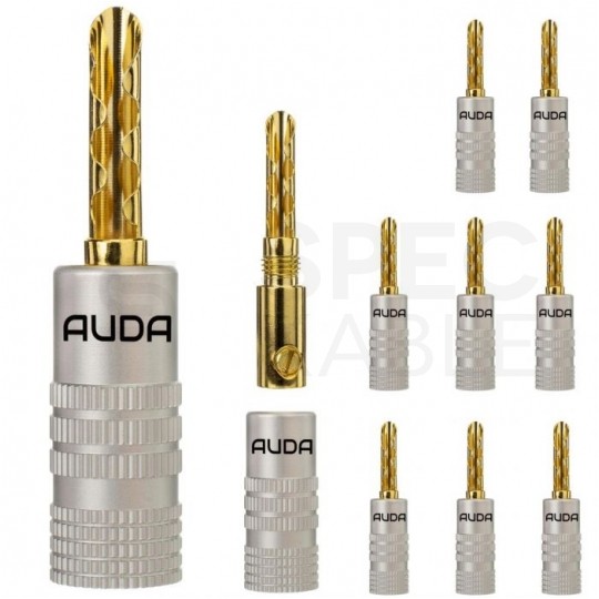 AUDA Prestige Wtyk głośnikowy typu BANAN skręcany półotwarty pozłacany czarny