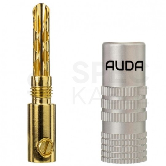 AUDA Prestige Wtyk głośnikowy typu BANAN skręcany półotwarty pozłacany czarny