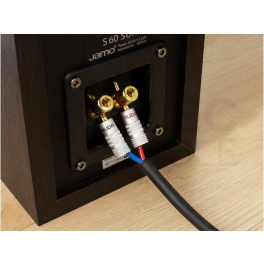 AUDA Prestige Wtyk głośnikowy typu BANAN skręcany półotwarty pozłacany czarny