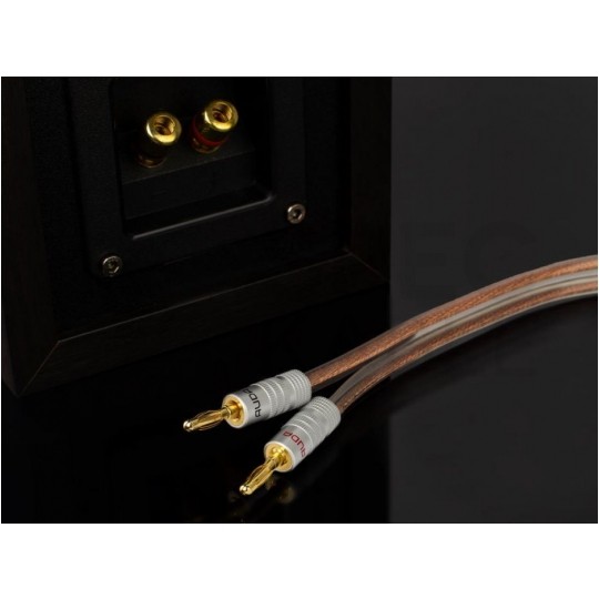 AUDA Prestige Wtyk głośnikowy typu BANAN skręcany prosty pozłacany czarny