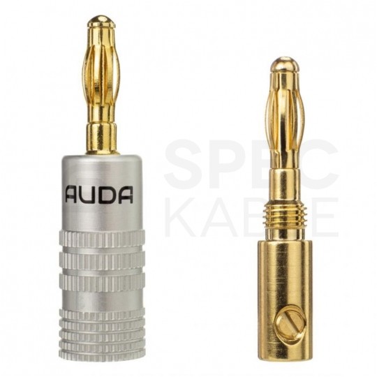 AUDA Prestige Wtyk głośnikowy typu BANAN skręcany prosty pozłacany czarny