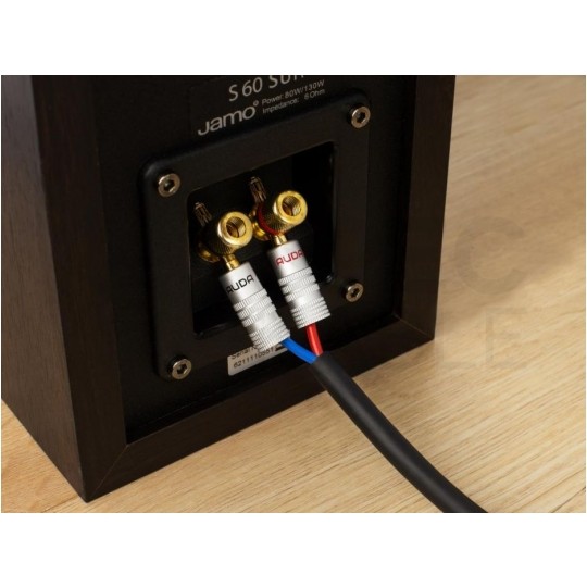 AUDA Prestige Wtyk głośnikowy typu BANAN skręcany prosty pozłacany czarny