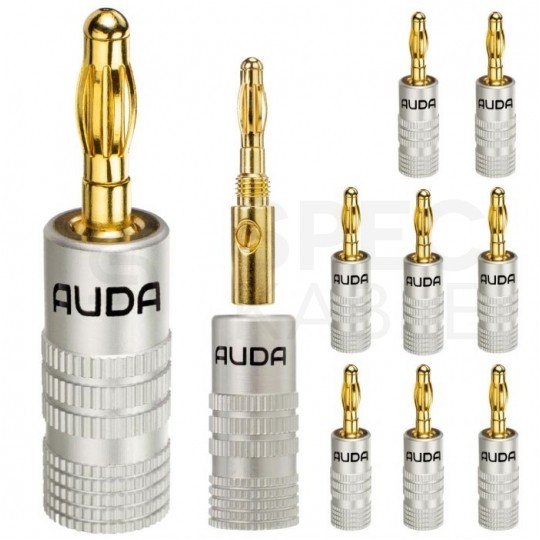 AUDA Prestige Wtyk głośnikowy typu BANAN skręcany prosty pozłacany czarny
