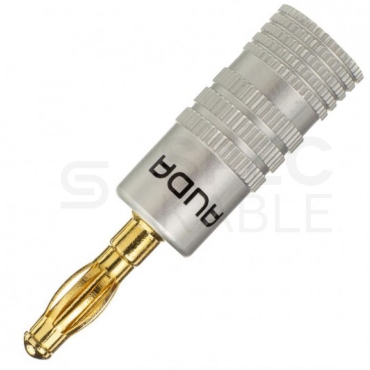 AUDA Prestige Wtyk głośnikowy typu BANAN skręcany prosty pozłacany czarny