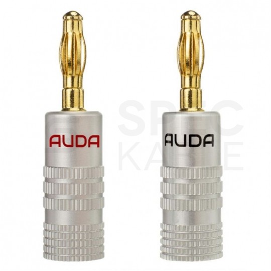 AUDA Prestige Wtyk głośnikowy typu BANAN skręcany prosty pozłacany czarny