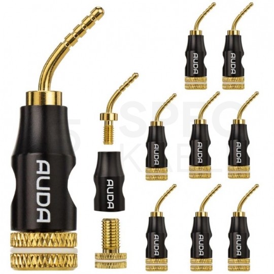 AUDA Prestige Wtyk głośnikowy typu SZPILKA skręcany pozłacany czarny