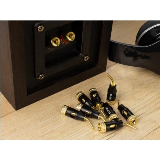 AUDA Prestige Wtyk głośnikowy typu SZPILKA skręcany pozłacany czarny