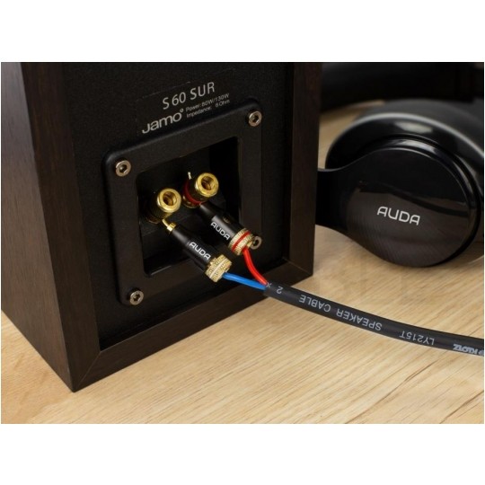 AUDA Prestige Wtyk głośnikowy typu SZPILKA skręcany pozłacany czarny