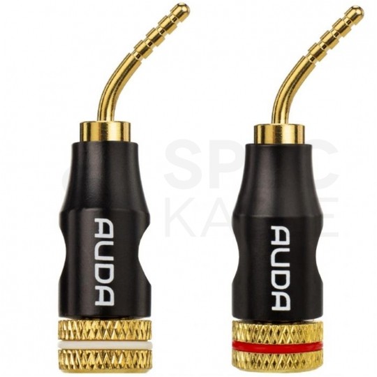 AUDA Prestige Wtyk głośnikowy typu SZPILKA skręcany pozłacany czerwony