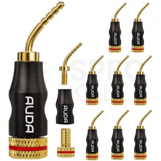 AUDA Prestige Wtyk głośnikowy typu SZPILKA skręcany pozłacany czerwony