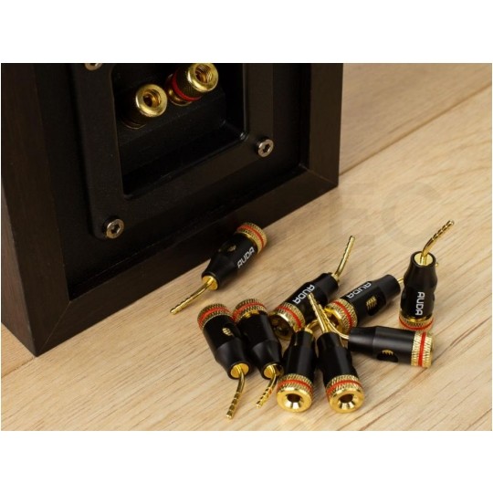 AUDA Prestige Wtyk głośnikowy typu SZPILKA skręcany pozłacany czerwony