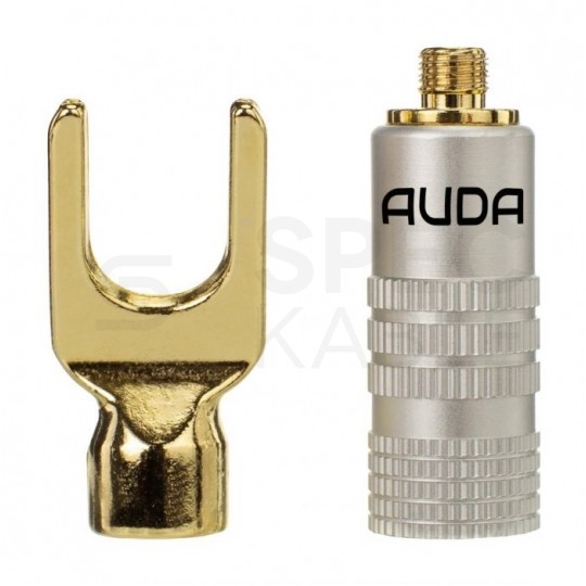 AUDA Prestige Wtyk głośnikowy typu WIDEŁKI skręcany pozłacany czarny