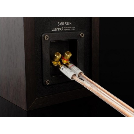 AUDA Prestige Wtyk głośnikowy typu WIDEŁKI skręcany pozłacany czerwony