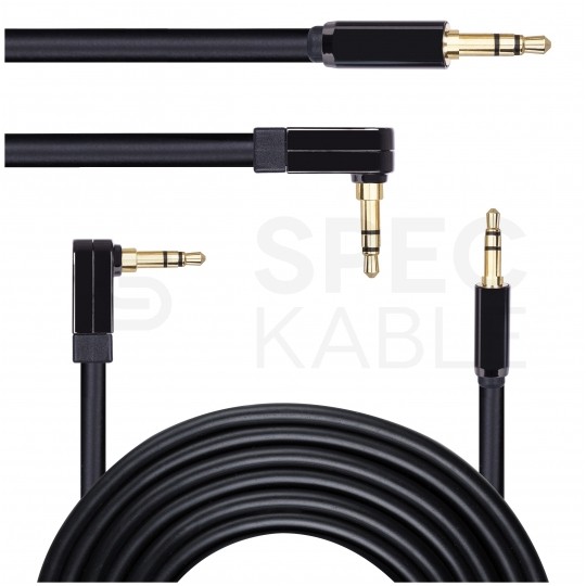 AUDA Slim Kabel Audio AUX mini Jack 3,5mm Stereo (wtyk kątowy / wtyk) Czarny 1m