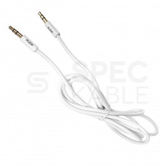 AUDA Slim Kabel Audio AUX mini Jack 3,5mm Stereo (wtyk / wtyk) Biały 0,5m