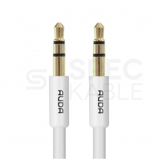 AUDA Slim Kabel Audio AUX mini Jack 3,5mm Stereo (wtyk / wtyk) Biały 0,5m