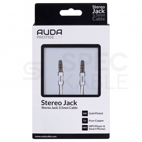 AUDA Slim Kabel Audio AUX mini Jack 3,5mm Stereo (wtyk / wtyk) Biały 0,5m
