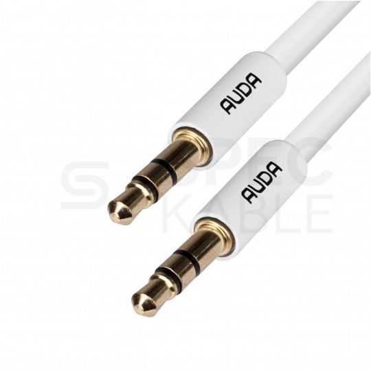 AUDA Slim Kabel Audio AUX mini Jack 3,5mm Stereo (wtyk / wtyk) Biały 1,5m