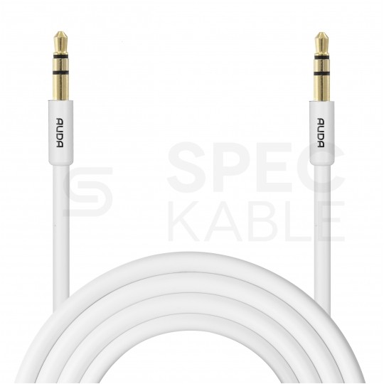 AUDA Slim Kabel Audio AUX mini Jack 3,5mm Stereo (wtyk / wtyk) Biały 1,5m