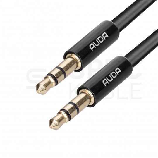 AUDA Slim Kabel Audio AUX mini Jack 3,5mm Stereo (wtyk / wtyk) Czarny 0,5m