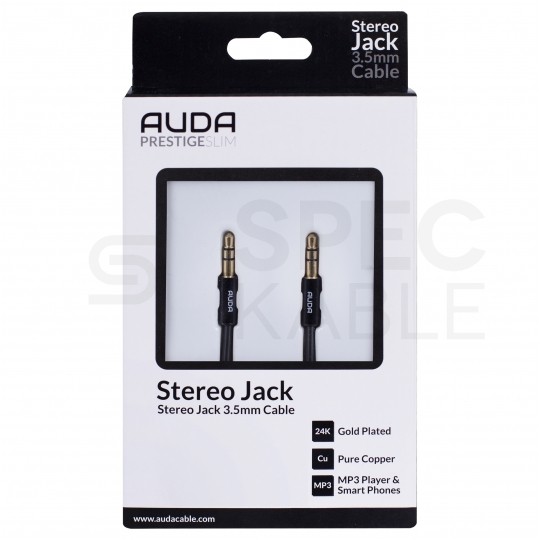 AUDA Slim Kabel Audio AUX mini Jack 3,5mm Stereo (wtyk / wtyk) Czarny 0,5m
