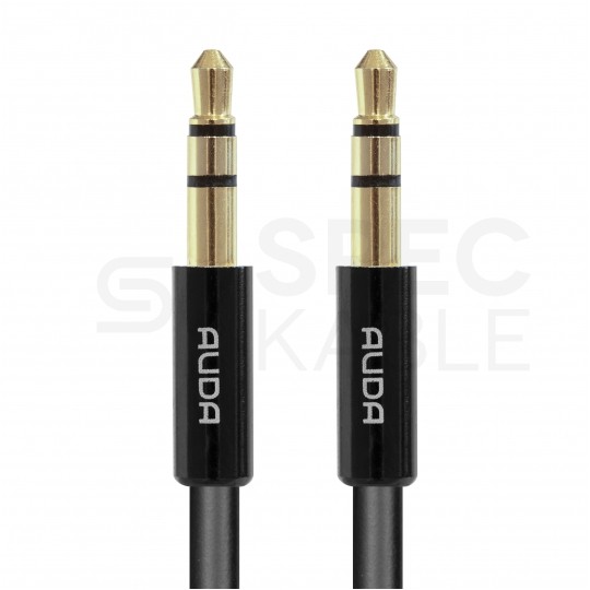 AUDA Slim Kabel Audio AUX mini Jack 3,5mm Stereo (wtyk / wtyk) Czarny 0,5m