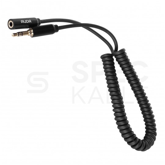 AUDA Slim Przedłużacz spiralny Audio AUX mini Jack 3,5mm Stereo (wtyk / gniazdo) 1,5m