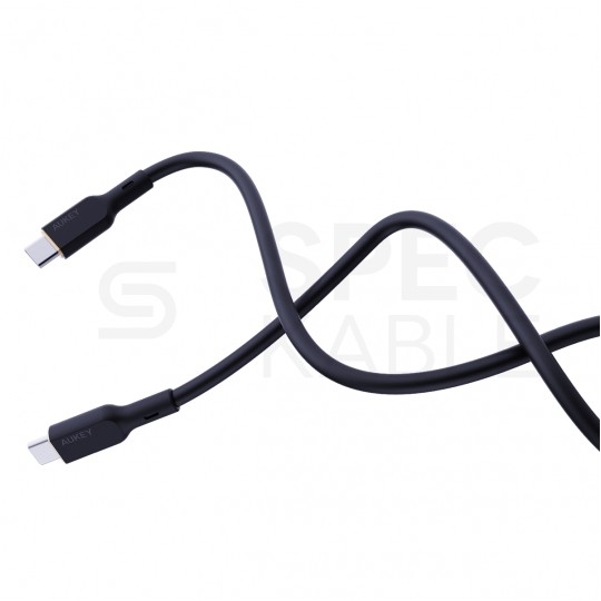 AUKEY Kabel USB 2.0 typ-C (wtyk / wtyk) Quick Charge 2.0 Power Delivery (5A 100W) silikon czarny 1,8 m
