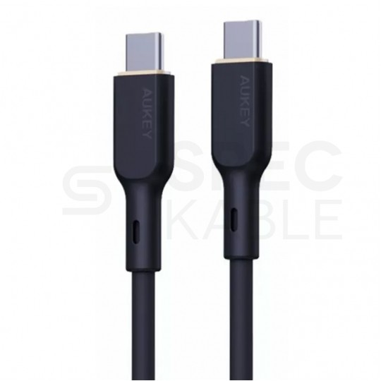 AUKEY Kabel USB 2.0 typ-C (wtyk / wtyk) Quick Charge 2.0 Power Delivery (5A 100W) silikon czarny 1,8 m
