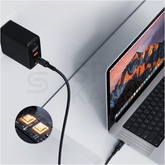 AUKEY Kabel USB 2.0 typ-C (wtyk / wtyk) Quick Charge 2.0 Power Delivery (5A 100W) wyświetlacz LED czarny 1,8 m