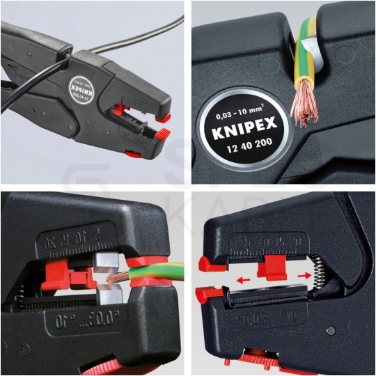 Automatyczny ściągacz izolacji uniwersalny 0,03-10,0mm2 do kabli okrągłych KNIPEX 12 40 200