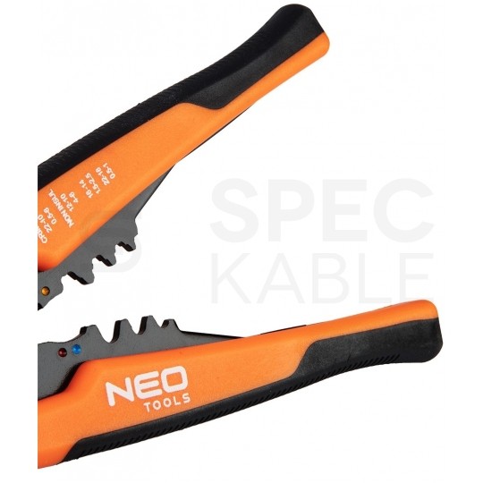 Automatyczny ściągacz izolacji uniwersalny 0,5-6mm2 do kabli solarnych PV czołowy 205mm + akcesoria (opaski zaciskowe, końcówki kablowe) NEO 01-542