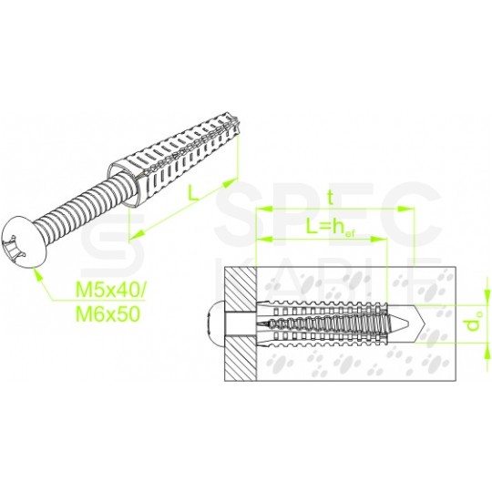 BAKS Kołek rozporowy MKR 6x32mm do podwieszania tras kablowych