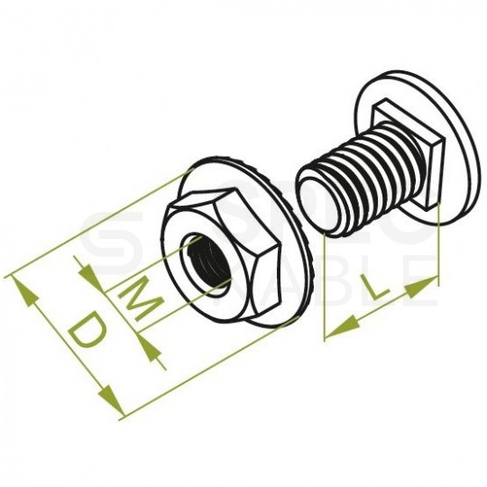 BAKS Śruba SGK M6x10 mm z łbem grzybkowym + nakrętka