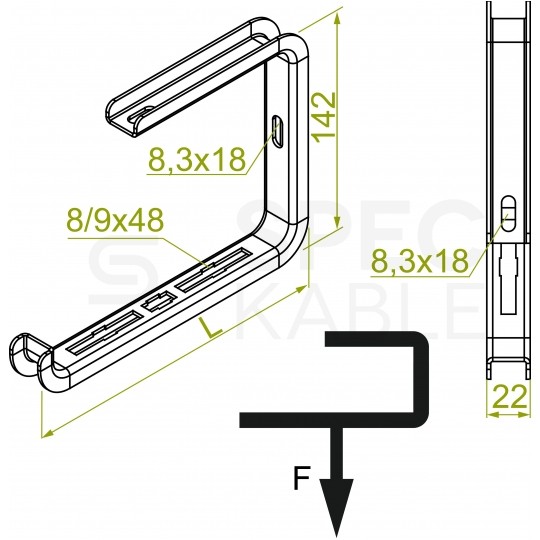 BAKS Wspornik ścienno-sufitowy WSS 50 do podwieszania tras kablowych