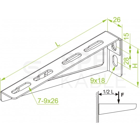 BAKS Wysięgnik wzmocniony WW150 do mocowania korytek kablowych