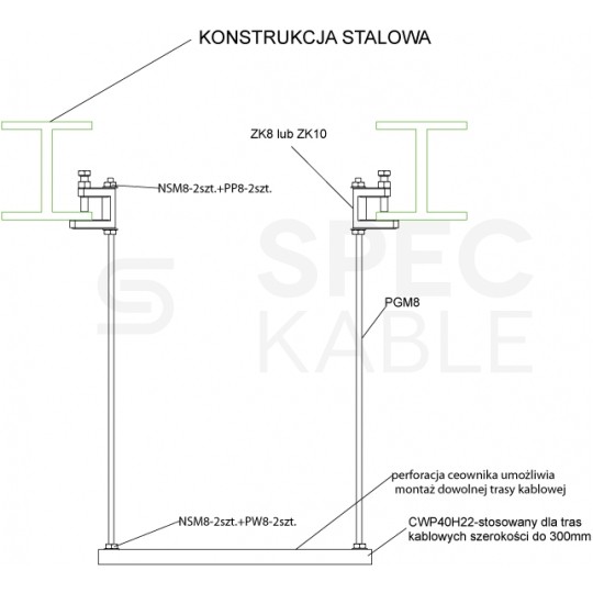 BAKS Zacisk ZK8/19 zacisk nośny dokręcany TKN M8