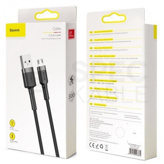 BASEUS Kabel USB 2.0 A / micro-B (wtyk / wtyk dwustronny) Quick Charge 3.0 czarny 3m