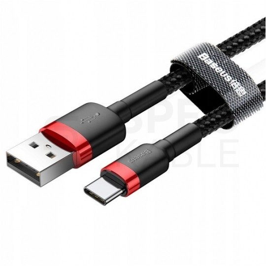 BASEUS Kabel USB 3.0 typ-C / A (wtyk / wtyk) Quick Charge 3.0 czarno-czerwony 1m