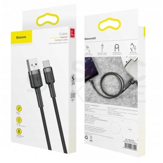 BASEUS Kabel USB 3.0 typ-C / A (wtyk / wtyk) Quick Charge 3.0 czarny 1m