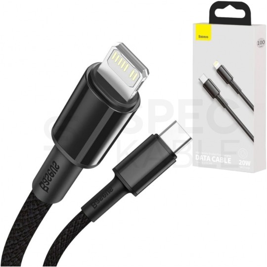 BASEUS Kabel USB 3.0 typ-C / Lightning (wtyk / wtyk) Quick Charge 3.0 Cafule czarny 1m