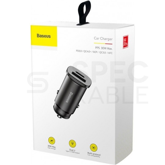 BASEUS Ładowarka samochodowa USB Quick Charge 4.0 + USB typ-C Power Delivery 3.0 (30W)