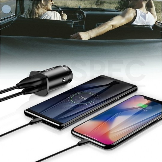 BASEUS Ładowarka samochodowa USB Quick Charge 4.0 + USB typ-C Power Delivery 3.0 (30W)