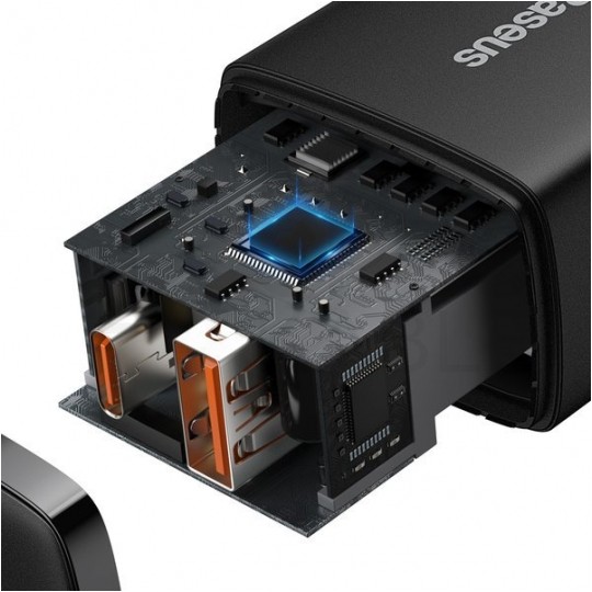 BASEUS Ładowarka sieciowa 1x USB typ-C Quick Charge 3.0 + 1x USB typ-C Power Delivery 3.0 [20W]