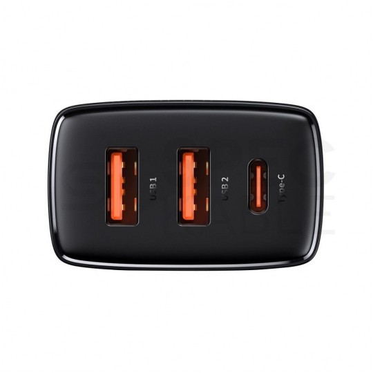 BASEUS Ładowarka sieciowa 2x USB (1x5V / 3A, 1x9V / 2A) Quick Charge 3.0, 1x USB-C PD 3.0 iQ Smart Charging 30W