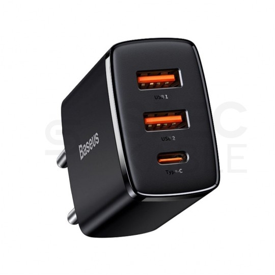BASEUS Ładowarka sieciowa 2x USB (1x5V / 3A, 1x9V / 2A) Quick Charge 3.0, 1x USB-C PD 3.0 iQ Smart Charging 30W